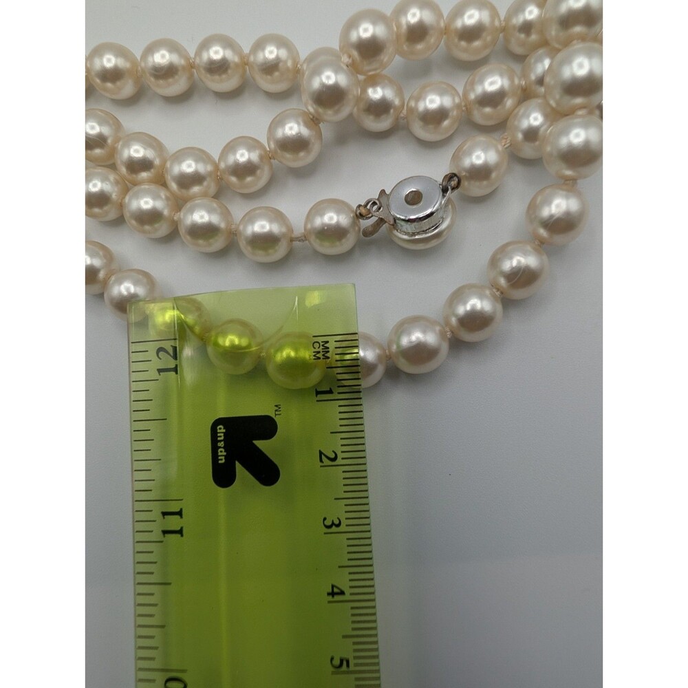 Vtg 1960s Opera Length 90" Japan Endless Glass Faux Pearls Hand Knotted Necklace - Picture 9 of 10